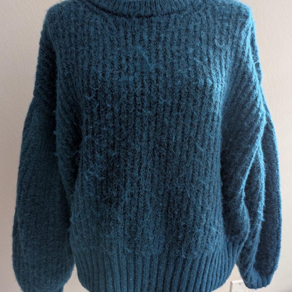 A New Day Blue Cowl Neck Sweater with Textured Knit